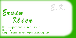 ervin klier business card